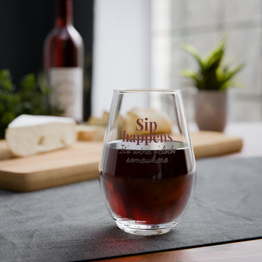 Stemless Sip Happens Wine Glass