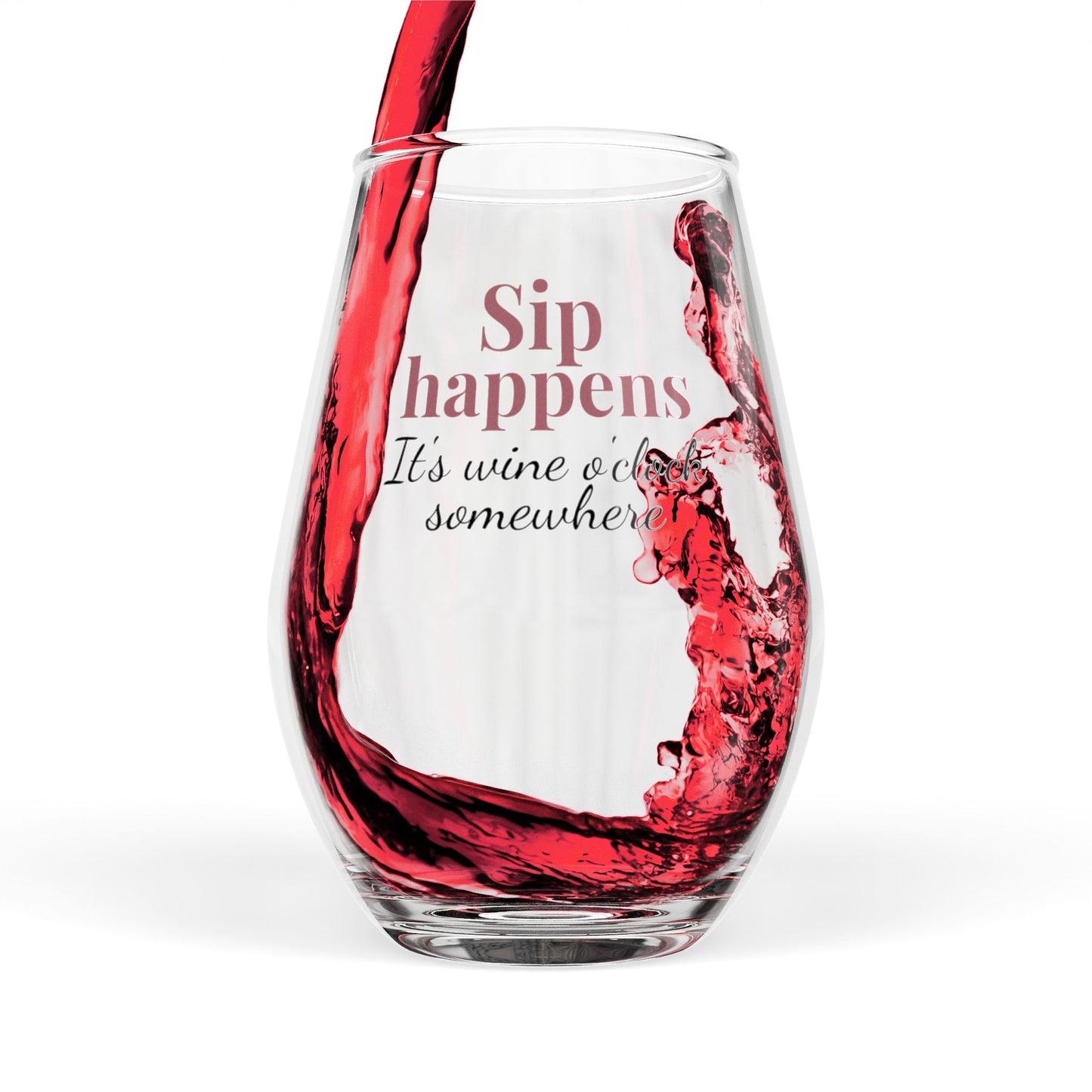 Stemless Sip Happens Wine Glass